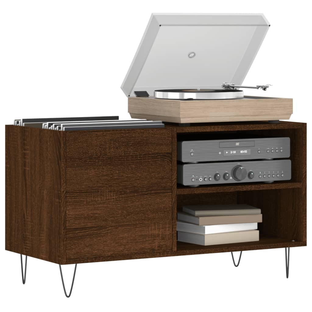 vidaXL Platenkast 85x38x48 cm bewerkt hout bruin eikenkleur afbeelding