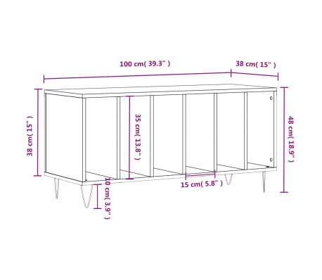 vidaXL Platenkast 100x38x48 cm bewerkt hout grijs sonoma eikenkleurig vidaXL Platenkast 100x38x48 cm bewerkt hout grijs sonoma eikenkleurig