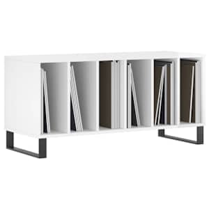 vidaXL Έπιπλο Δίσκων Γυαλ. Λευκό 100x38x48 εκ. από Επεξεργασμένο Ξύλο
