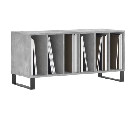 vidaXL Record Cabinet Concrete Grey Engineered Wood, Iron