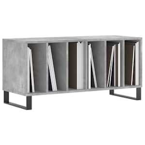 vidaXL Record Cabinet Concrete Grey Engineered Wood, Iron