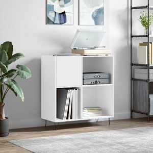 Omarica za gramofonske plošče bela 84,5x38x89 cm inženirski les