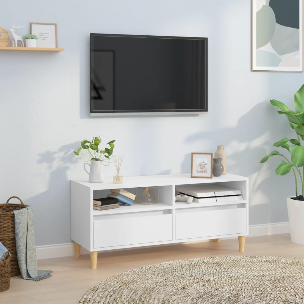 vidaXL Comodă TV, alb, 100x34,5x44,5 cm, lemn prelucrat