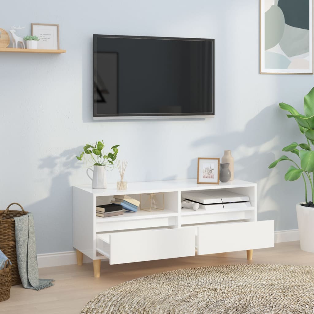 vidaXL magasfényű fehér szerelt fa TV-szekrény 100 x 34,5 x 44,5 cm