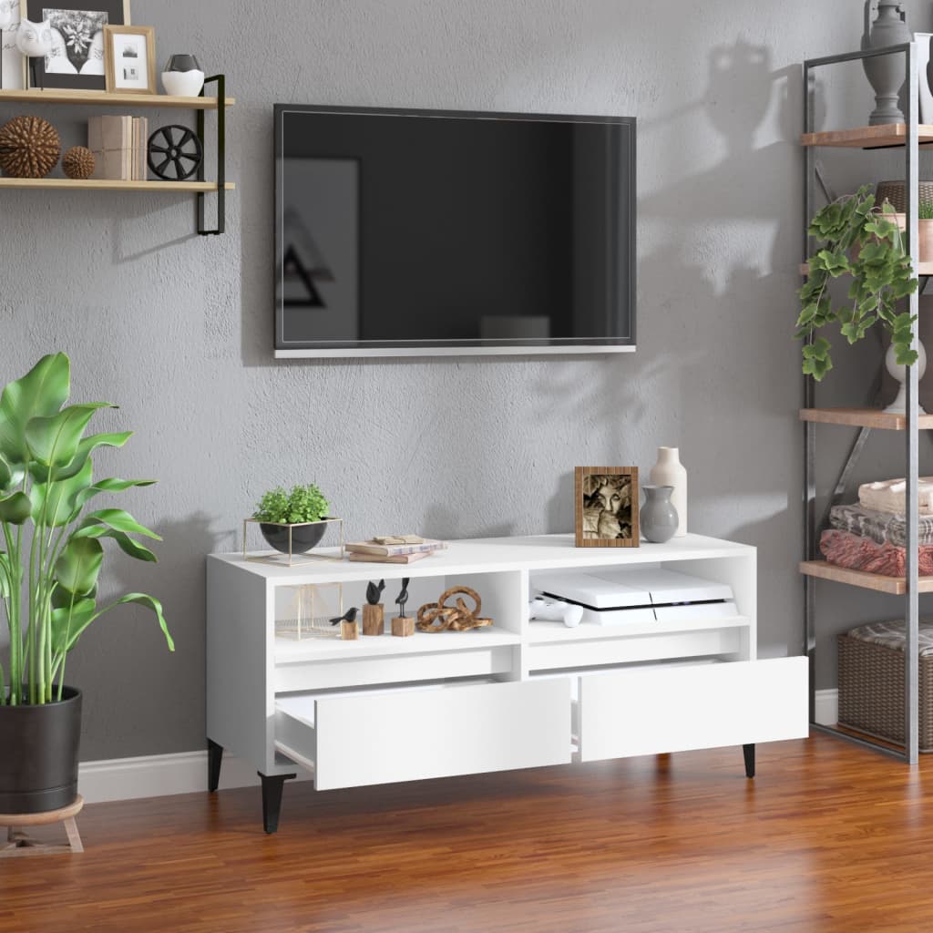 TV skříňka bílá 100 x 34,5 x 44,5 cm kompozitní dřevo