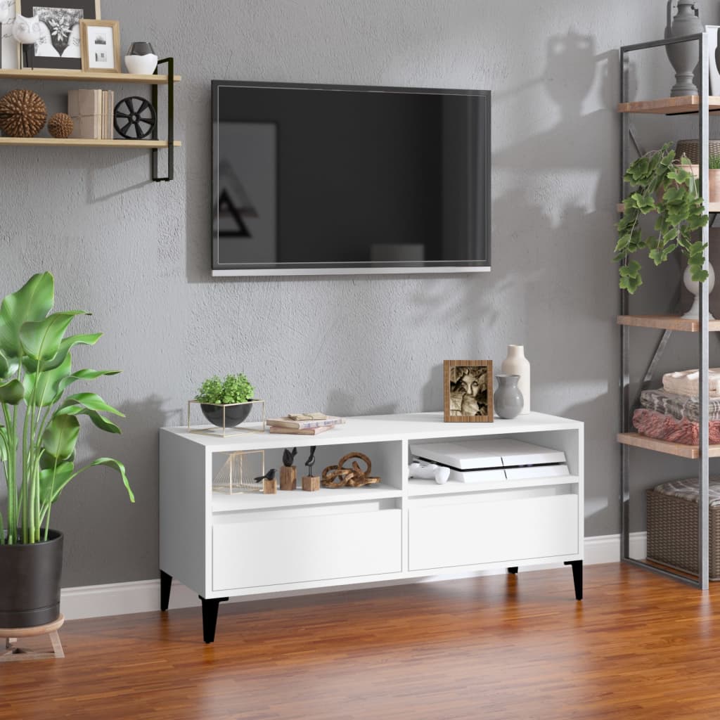 TV skříňka bílá 100 x 34,5 x 44,5 cm kompozitní dřevo