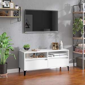 TV skříňka bílá 100 x 34,5 x 44,5 cm kompozitní dřevo - obrázek 1