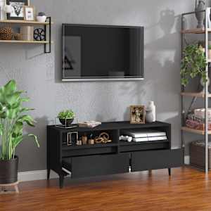 vidaXL Szafka pod TV, czarna, 100x34,5x44,5cm, materiał drewnopochodny