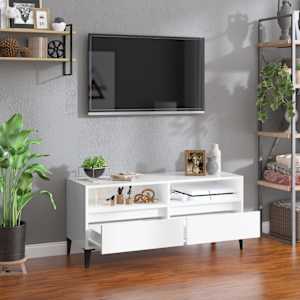 TV skříňka bílá vysoký lesk 100x34,5x44,5 cm kompozitní dřevo - obrázek 3