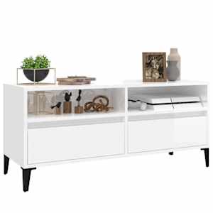 TV skříňka bílá vysoký lesk 100x34,5x44,5 cm kompozitní dřevo - obrázek 4