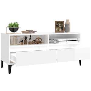 TV skříňka bílá vysoký lesk 100x34,5x44,5 cm kompozitní dřevo - obrázek 5