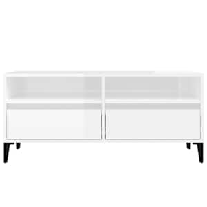 TV skříňka bílá vysoký lesk 100x34,5x44,5 cm kompozitní dřevo - obrázek 6