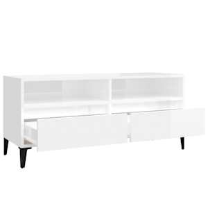 TV skříňka bílá vysoký lesk 100x34,5x44,5 cm kompozitní dřevo - obrázek 8