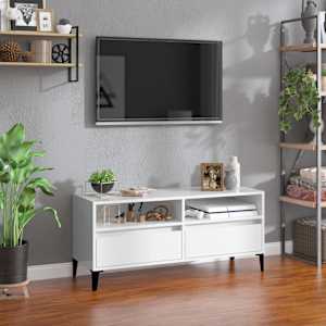 TV skříňka bílá vysoký lesk 100x34,5x44,5 cm kompozitní dřevo - obrázek 1