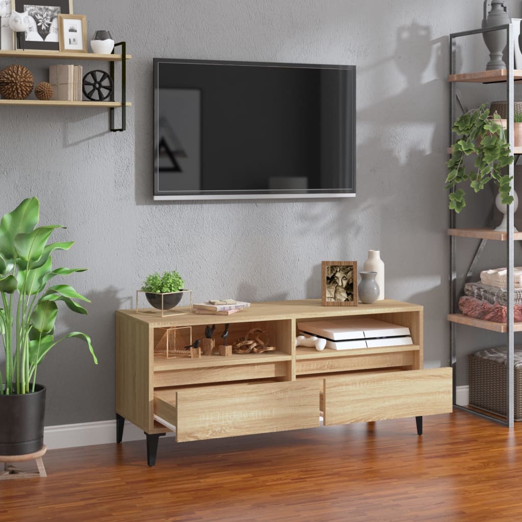 vidaXL Meuble TV chêne sonoma 100x34,5x44,5 cm bois d'ingénierie