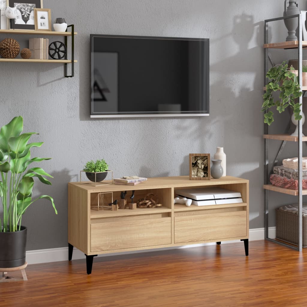 vidaXL Móvel p/ TV 100x34,5x44,5 cm derivados madeira carvalho sonoma