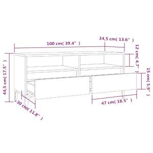 TV skříňka šedá sonoma 100 x 34,5 x 44,5 cm kompozitní dřevo - obrázek 10