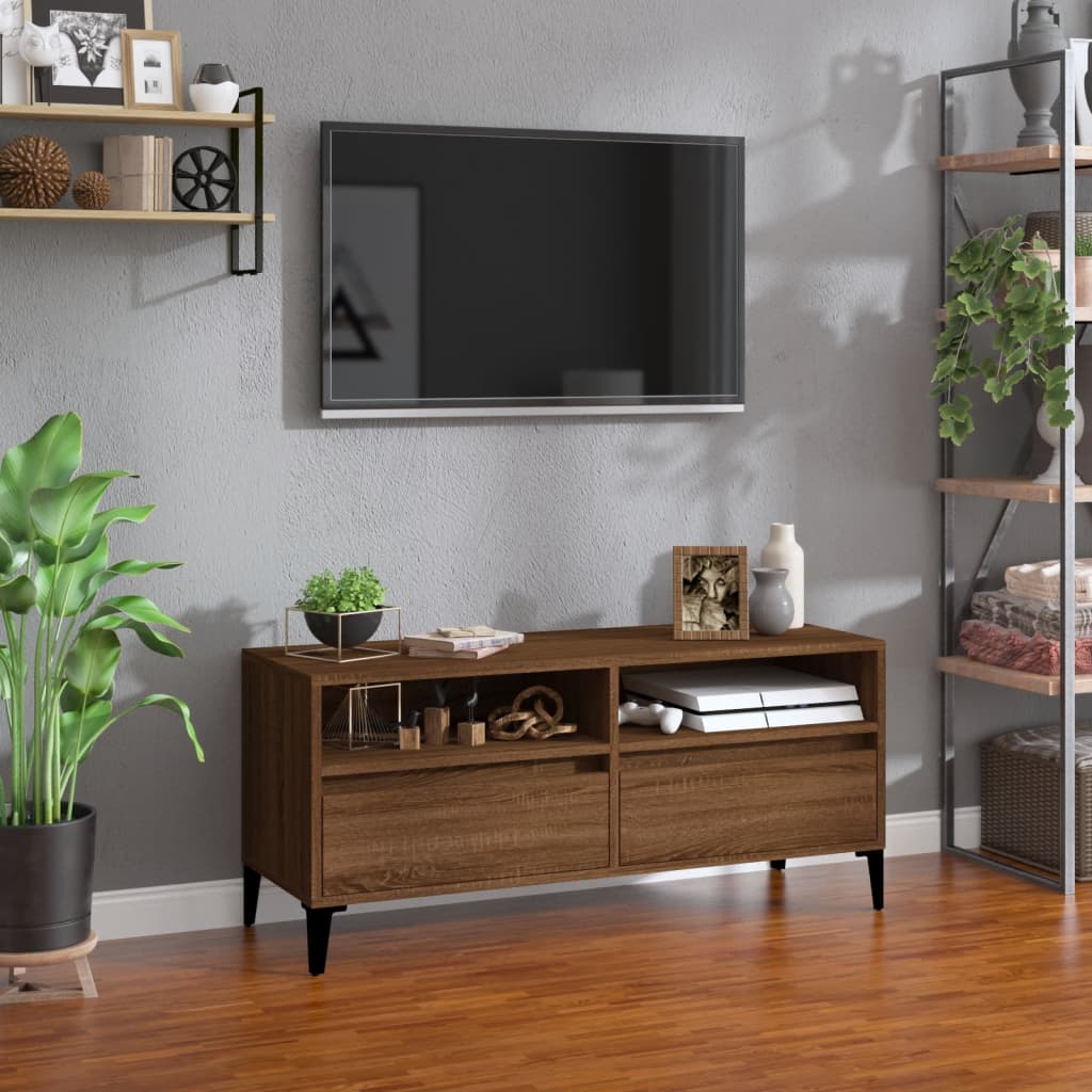 Meuble TV chêne marron 100x34,5x44,5 cm bois d'ingénierie