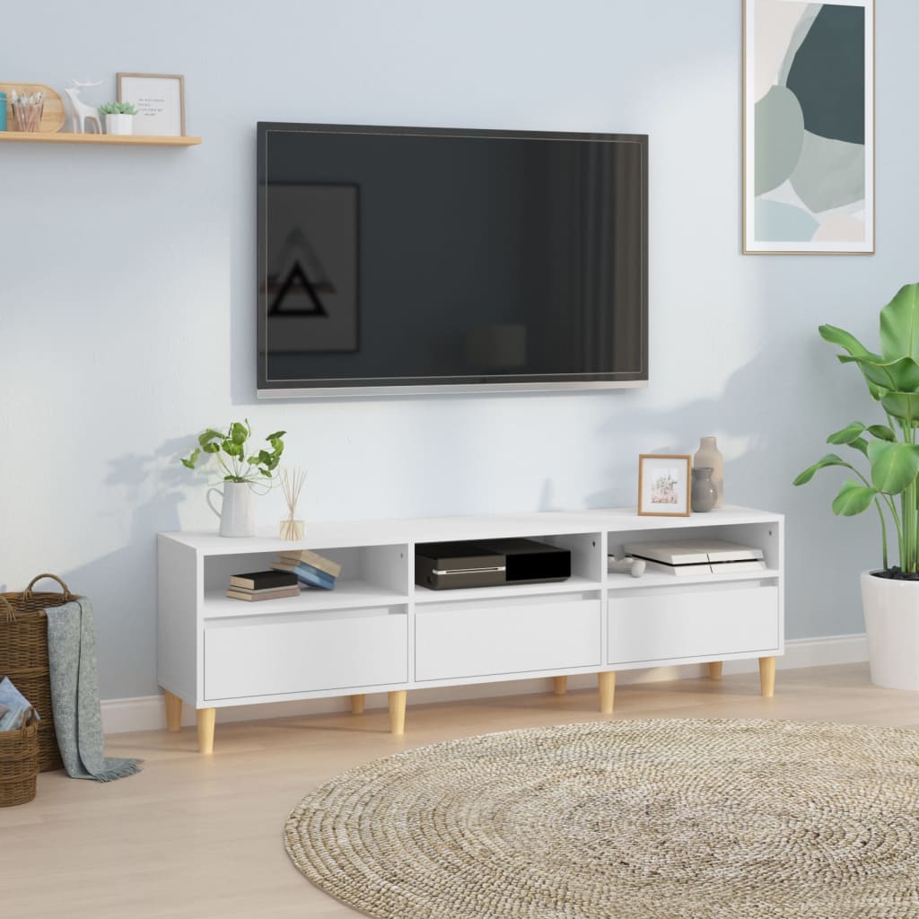 vidaXL Comodă TV, alb, 150x30x44,5 cm, lemn prelucrat