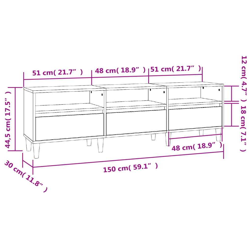 TV omarica dimljeni hrast 150x30x44,5 cm inženirski les