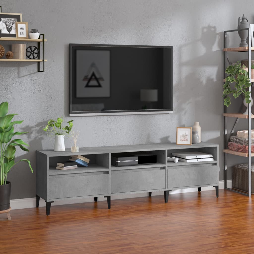 vidaXL Meuble TV gris béton 150x30x44,5 cm bois d'ingénierie
