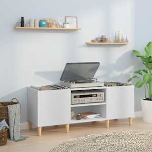 Omarica za plošče bela 121x38x48 cm inženirski les