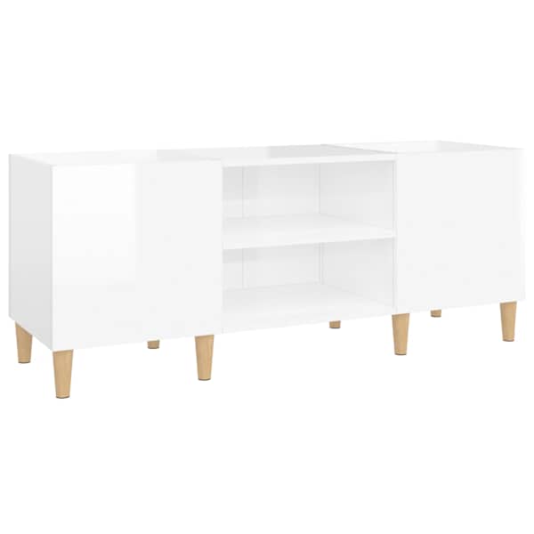 vidaXL plaadikapp, k&otilde;rgl&auml;ikega valge, 121 x 38 x 48 cm, tehispuit