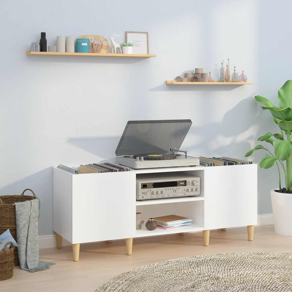 vidaXL Dulapuri pentru discuri alb lucios 121x38x48 cm, lemn prelucrat
