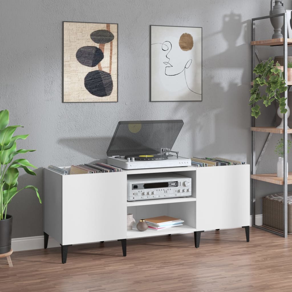 vida XL Plattenschrank Weiß 121x 38x 48 cm Holzwerkstoff