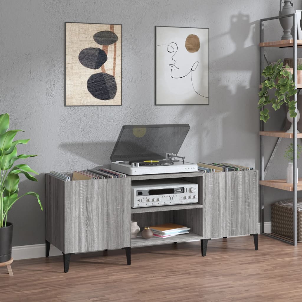 vida XL Plattenschrank Grau Sonoma 121x 38x 48 cm Holzwerkstoff