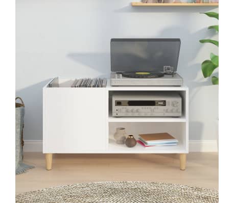 vidaXL Record Cabinet High Gloss White 84.5x38x48 cm Engineered Wood