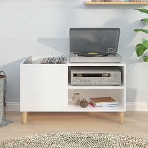 vidaXL Record Cabinet High Gloss White 84.5x38x48 cm Engineered Wood