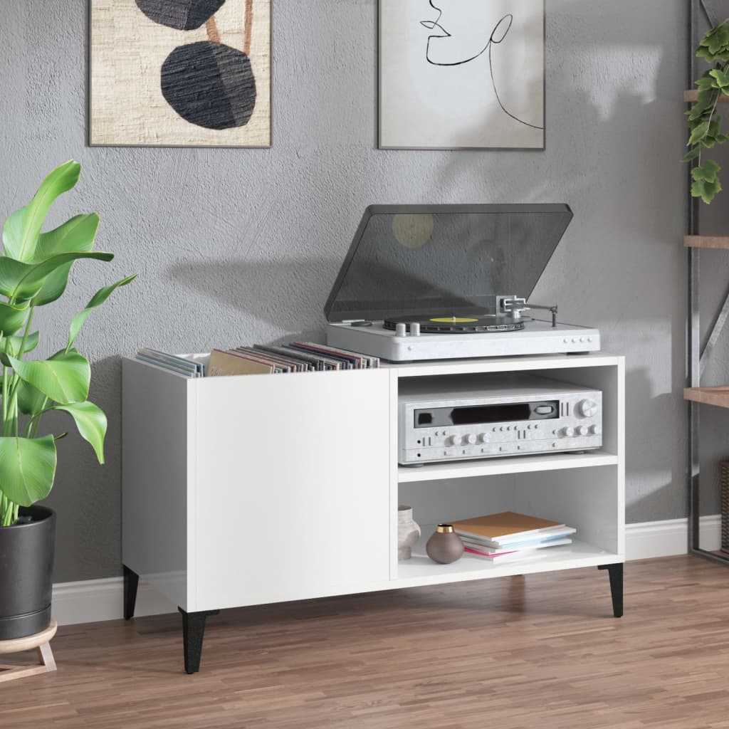 vida XL Plattenschrank Hochglanz-Weiß 84,5x 38x 48 cm Holzwerkstoff