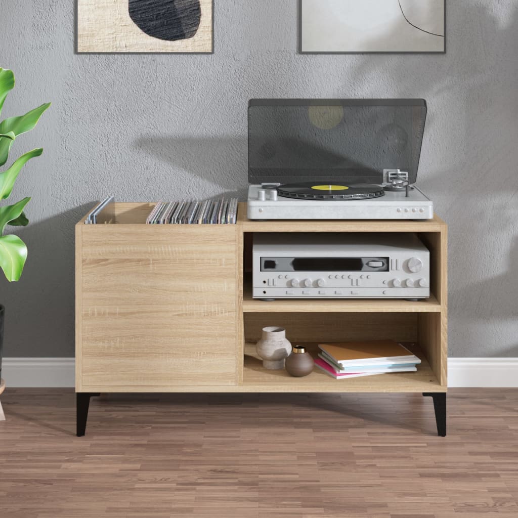 vidaXL Platenkast 84,5x38x48 cm bewerkt hout sonoma eikenkleurig afbeelding