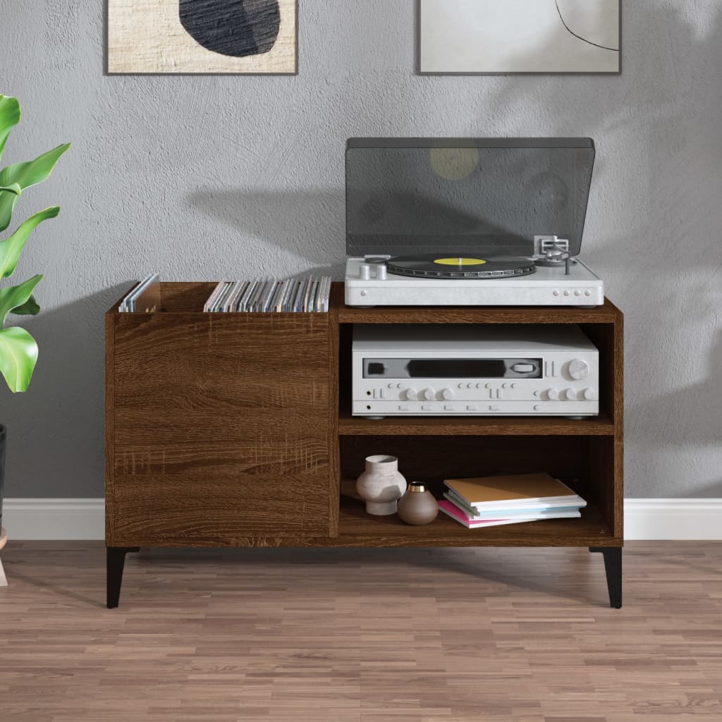 vidaXL Record Cabinet Brown Oak 84.5x38x48 cm Engineered Wood