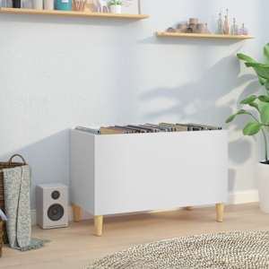 Omarica za gramofonske plošče bela 74,5x38x48 cm inženirski les