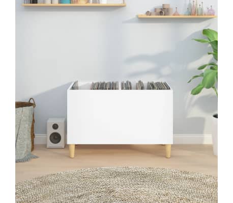 vidaXL Record Cabinet High Gloss White 74.5x38x48 cm Engineered Wood