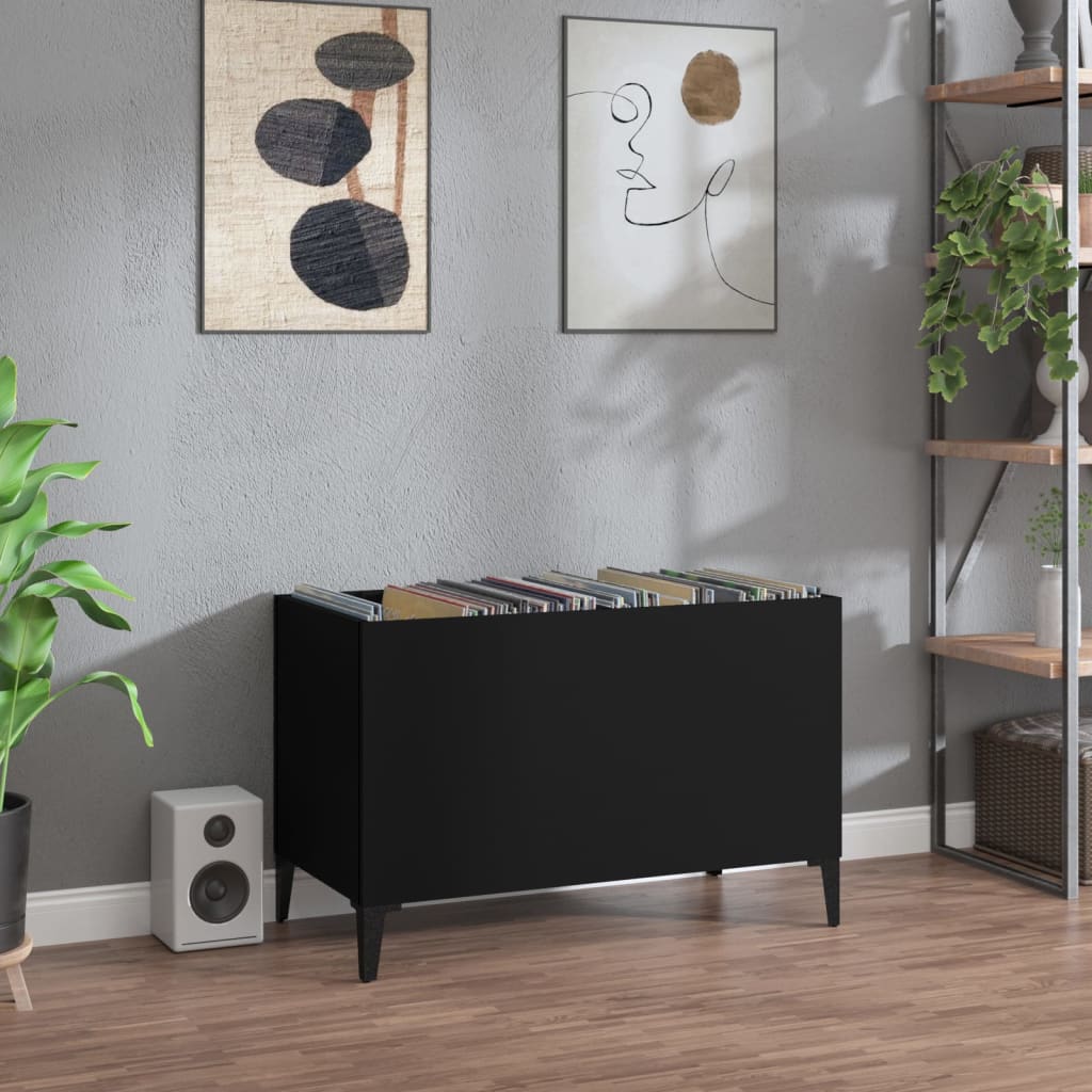 vidaXL LP-levyjen säilytyskaappi musta 74,5x38x48 cm tekninen puu