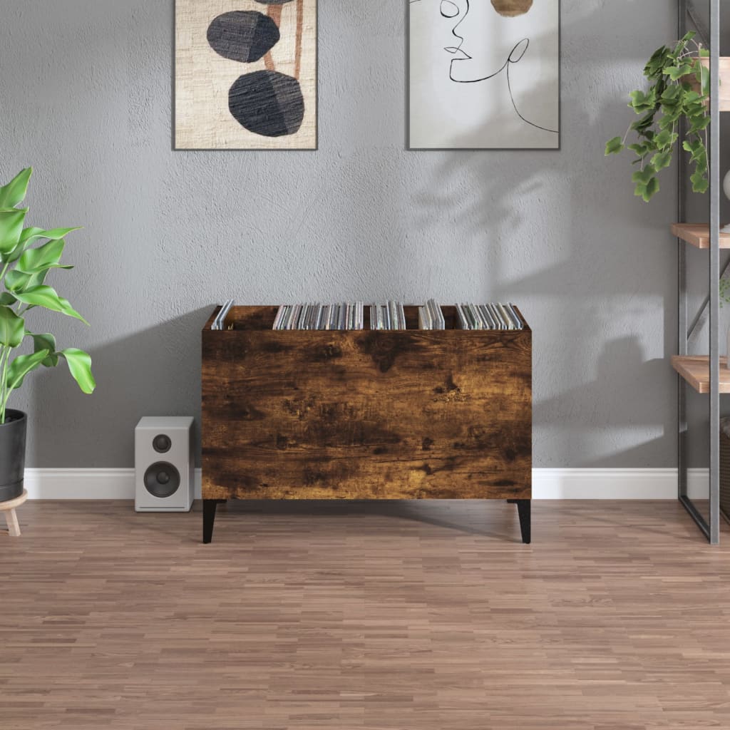 vidaXL Dulap pentru discuri stejar afumat 74,5x38x48 cm lemn prelucrat