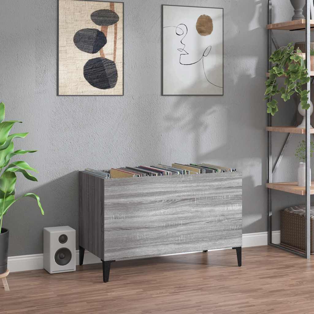 vidaXL LP-levyjen säilytyskaappi harmaa Sonoma 74,5x38x48 cm puu