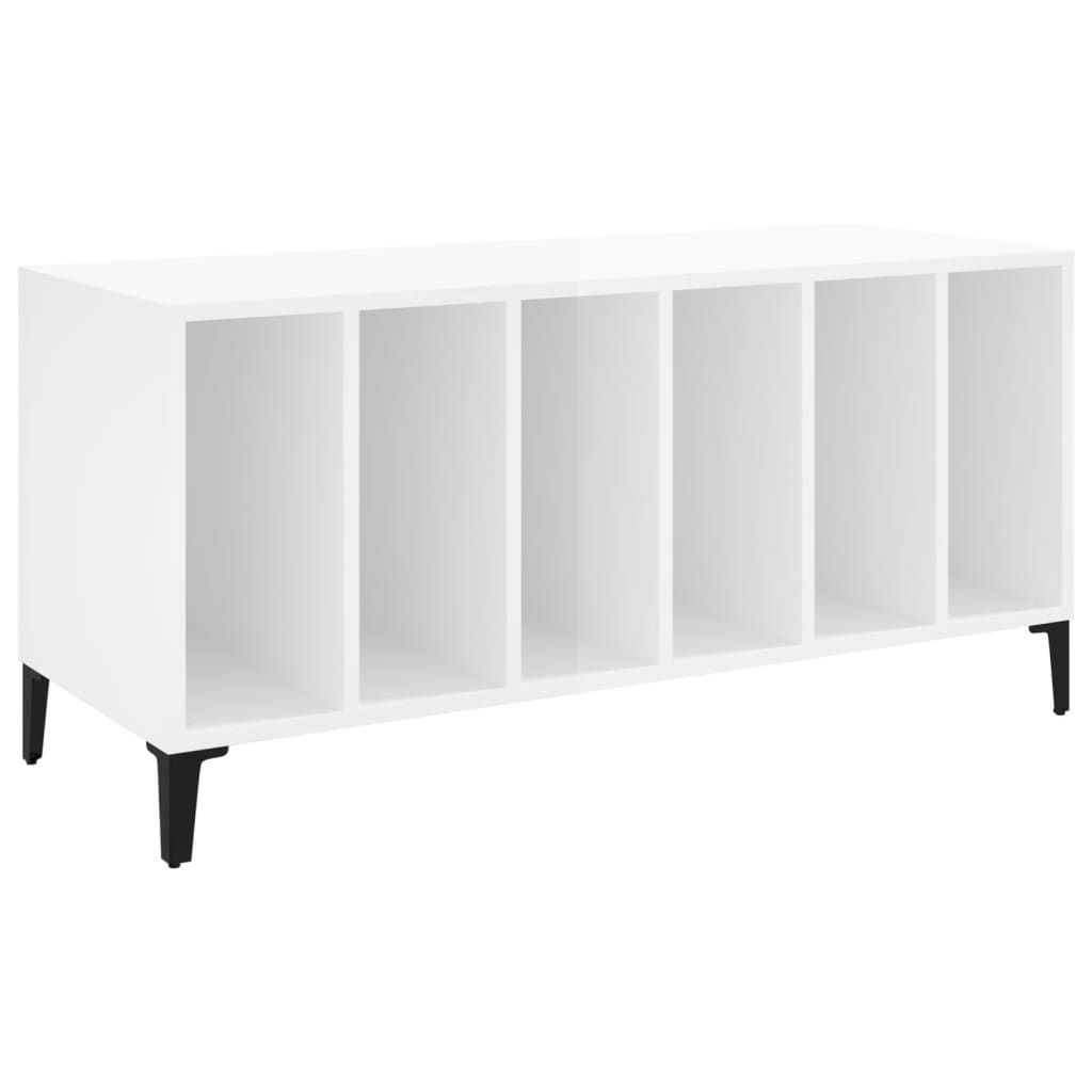 vidaXL Platenkast 100x38x48 cm bewerkt hout hoogglans wit