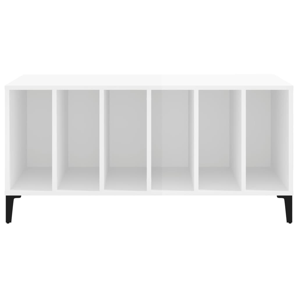 Шкаф за грамофонни плочи бял гланц 100x38x48 см инженерно дърво