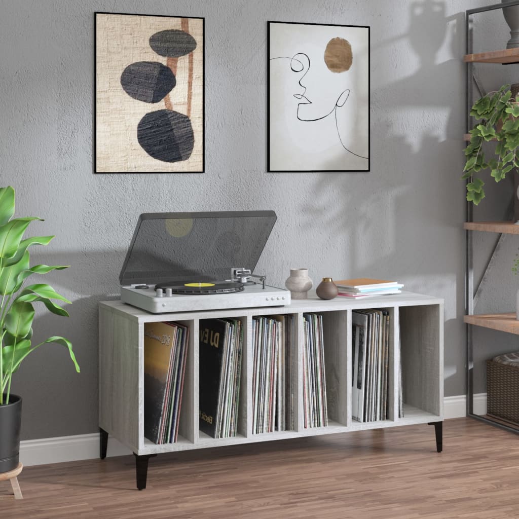 vida XL Plattenschrank Grau Sonoma 100x 38x 48 cm Holzwerkstoff