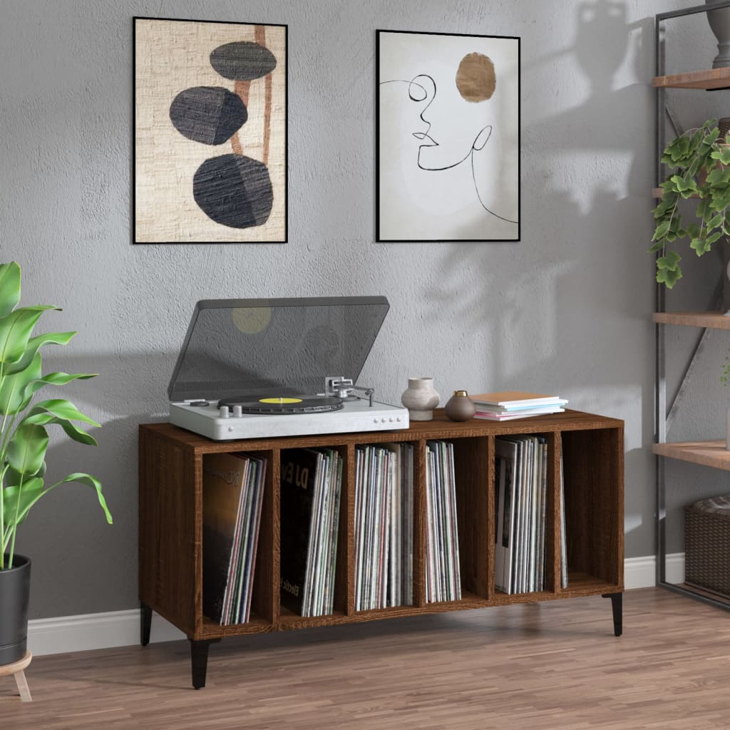 vida XL Plattenschrank Braun Eichen-Optik 100x 38x 48 cm Holzwerkstoff