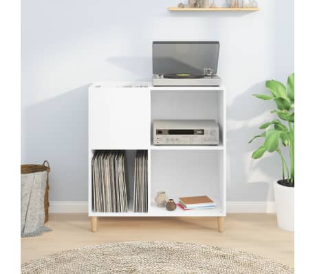 vidaXL Armário para discos 84,5x38x89 cm derivados de madeira branco