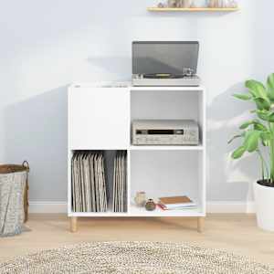 vidaXL Armário para discos 84,5x38x89 cm derivados de madeira branco