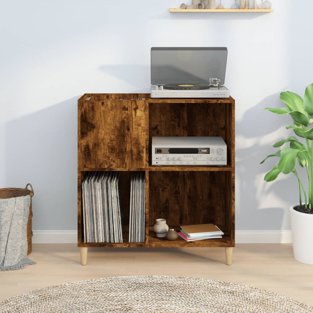 vidaXL Record Cabinet Smoked Oak 84.5x38x89 cm Engineered Wood