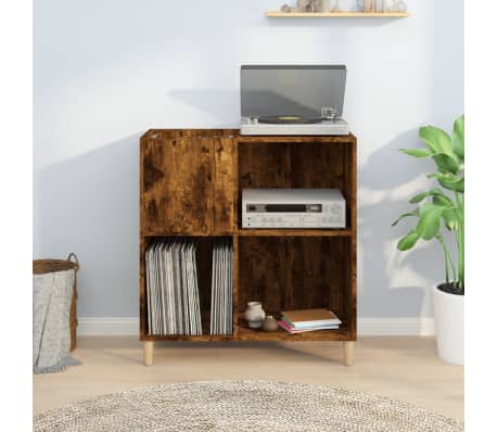 vidaXL Record Cabinet Smoked Oak 84.5x38x89 cm Engineered Wood