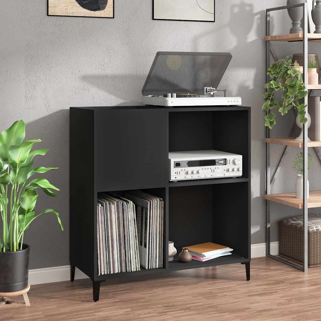 vidaXL Dulap pentru discuri negru 84,5x38x89 cm lemn compozit