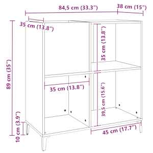 Skříňka na LP desky kouřový dub 84,5x38x89 cm kompozitní dřevo - obrázek 9